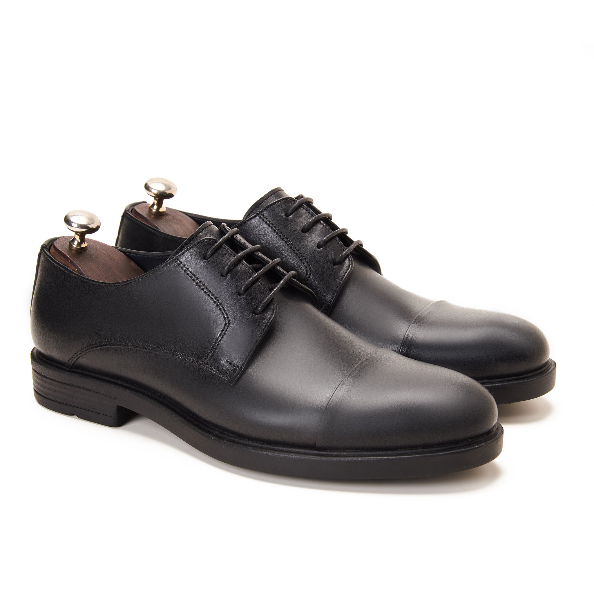 Black Cap-Toe Derby Dress Shoe