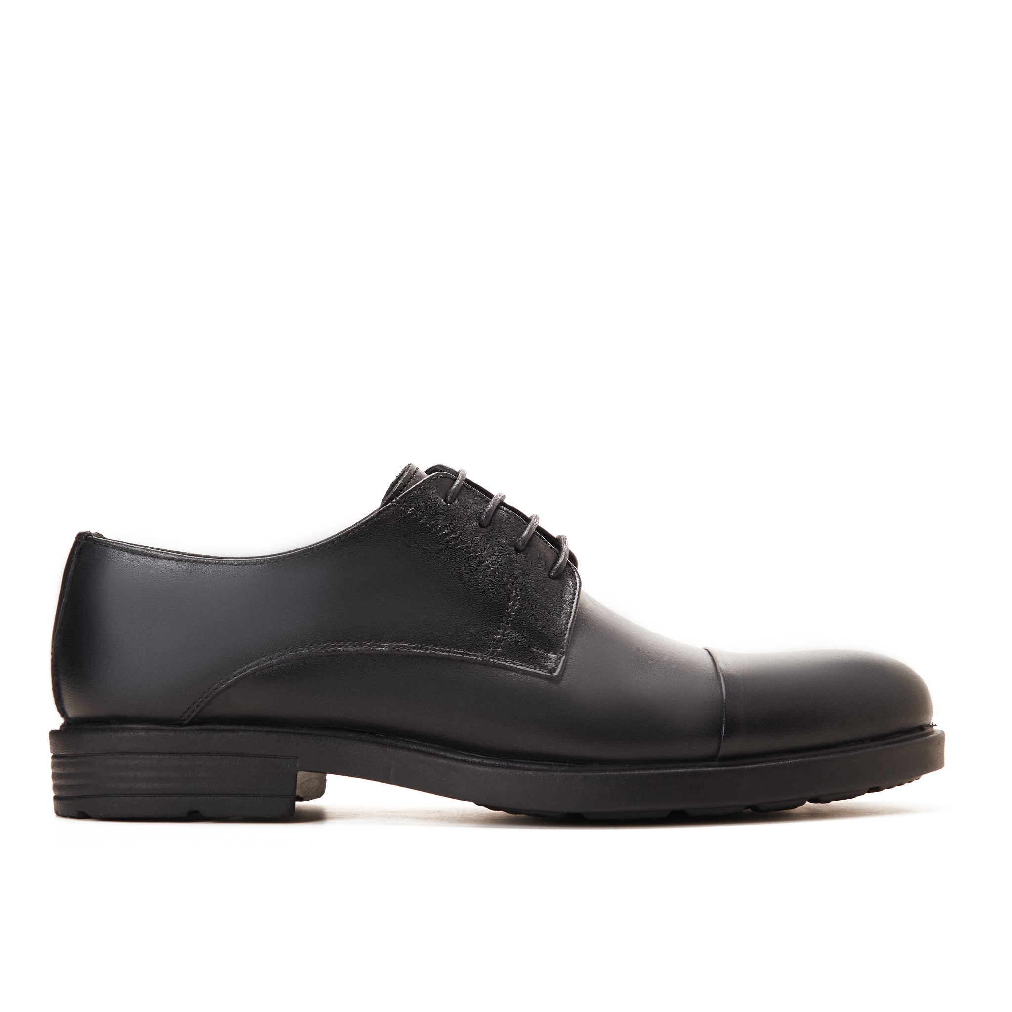 Black Cap-Toe Derby Dress Shoe