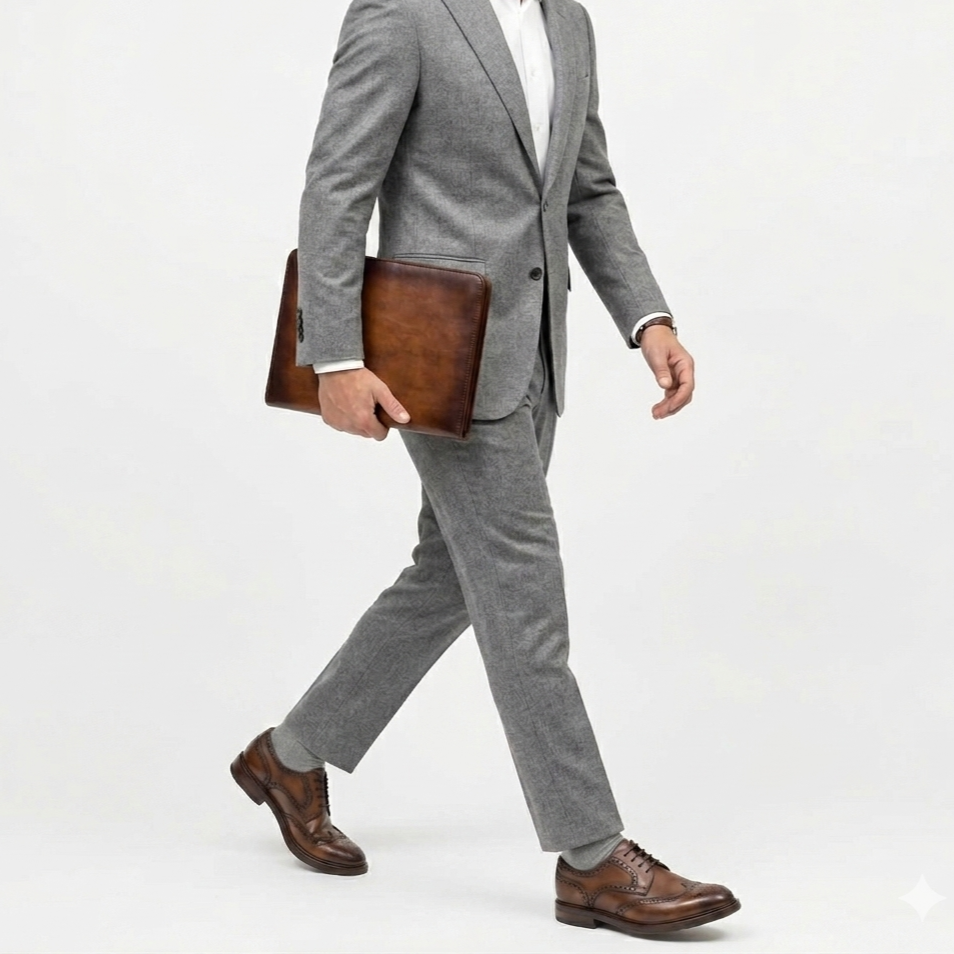 Brown Hand Burnished Full Brogue Dress Shoe