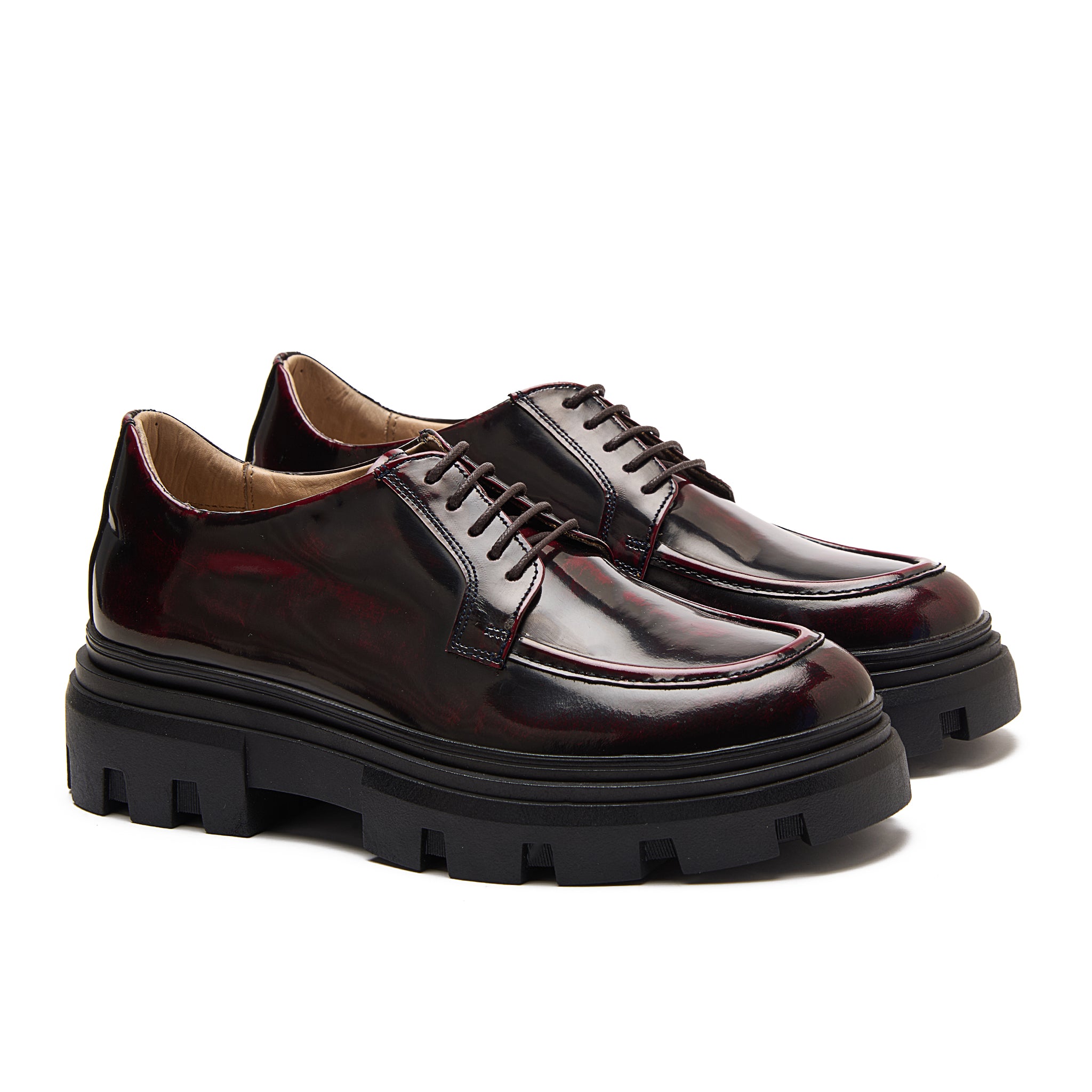 Deep Bordeaux Brush-Off Apron Derby Dress Shoe