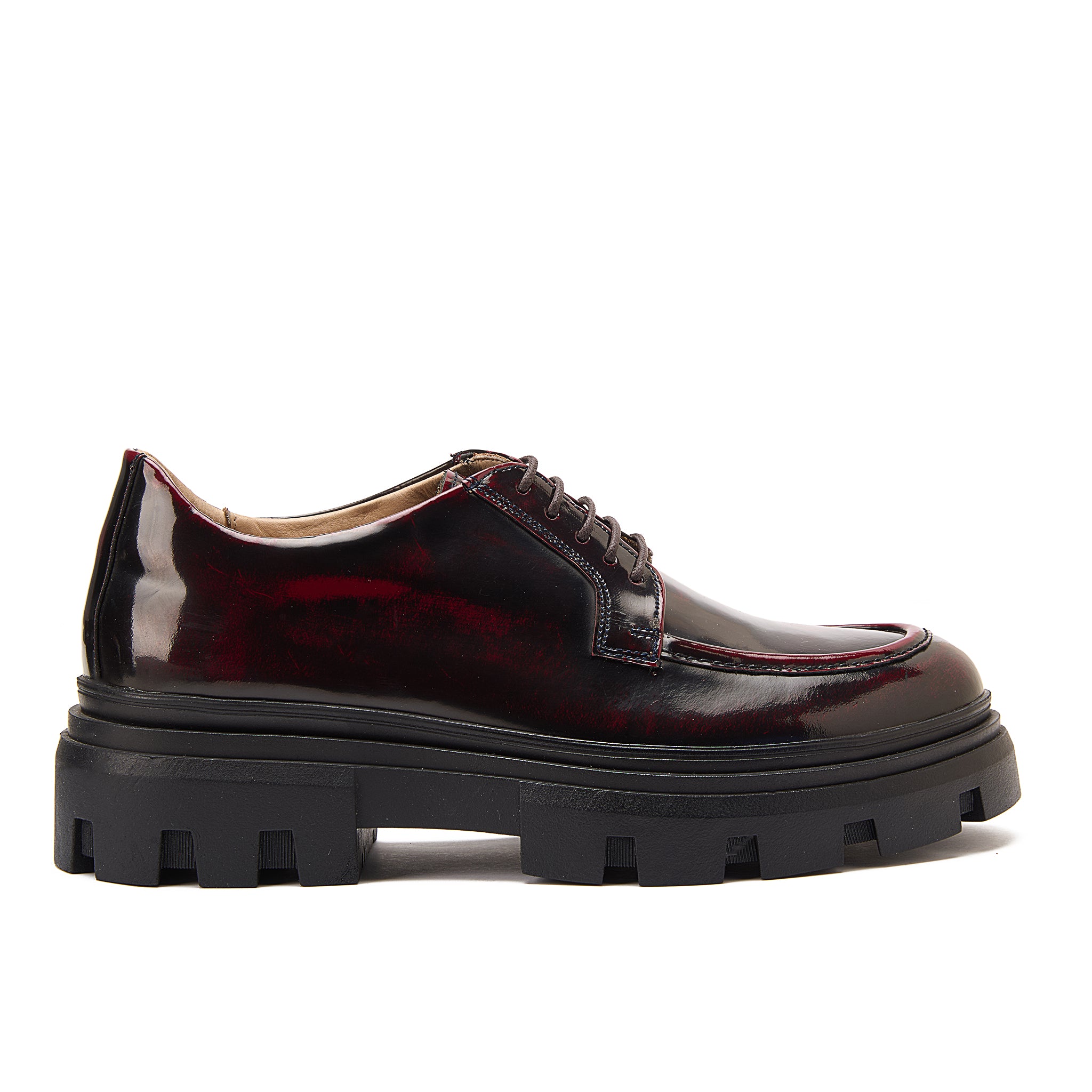 Deep Bordeaux Brush-Off Apron Derby Dress Shoe