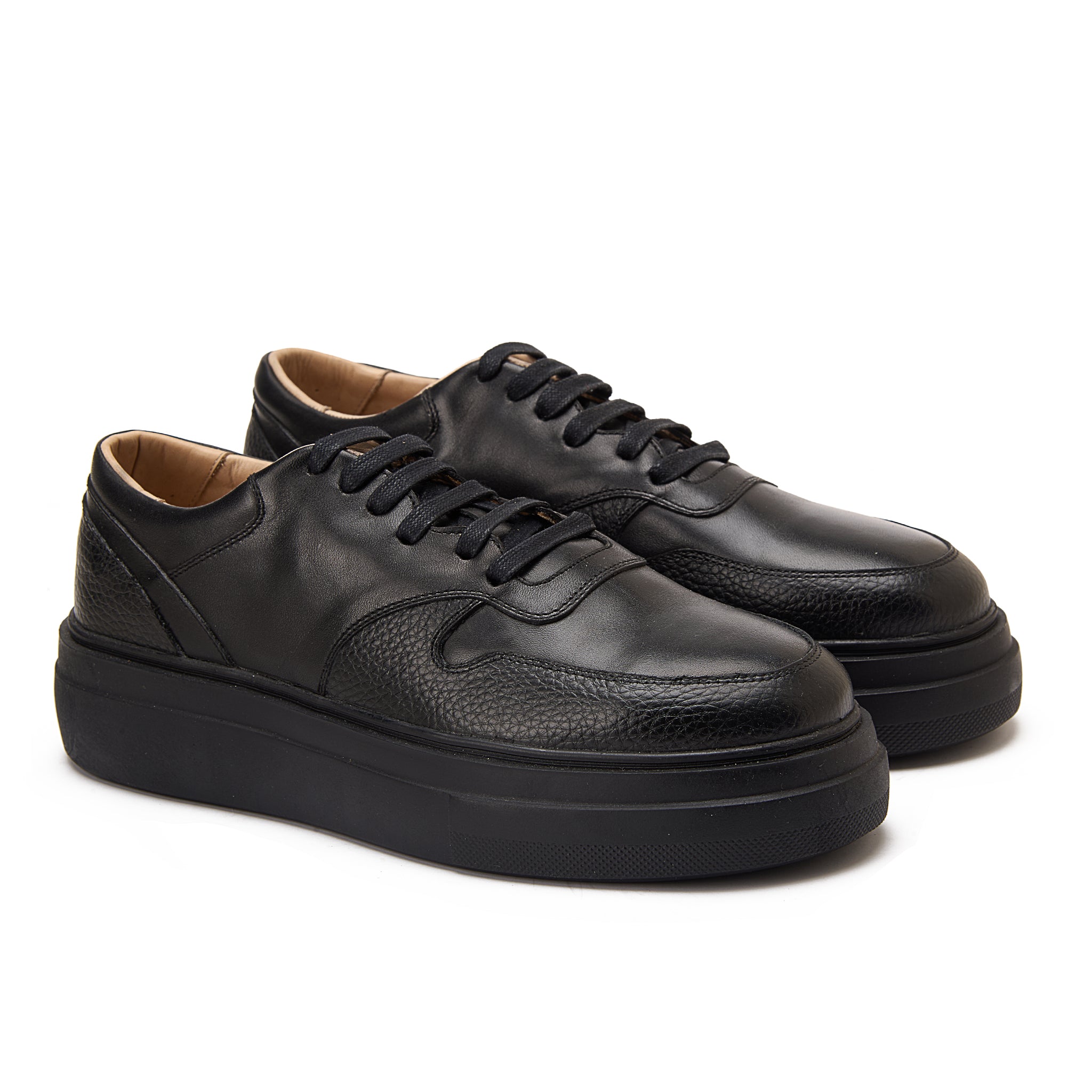 Black Apron Lace-Up Sneakers