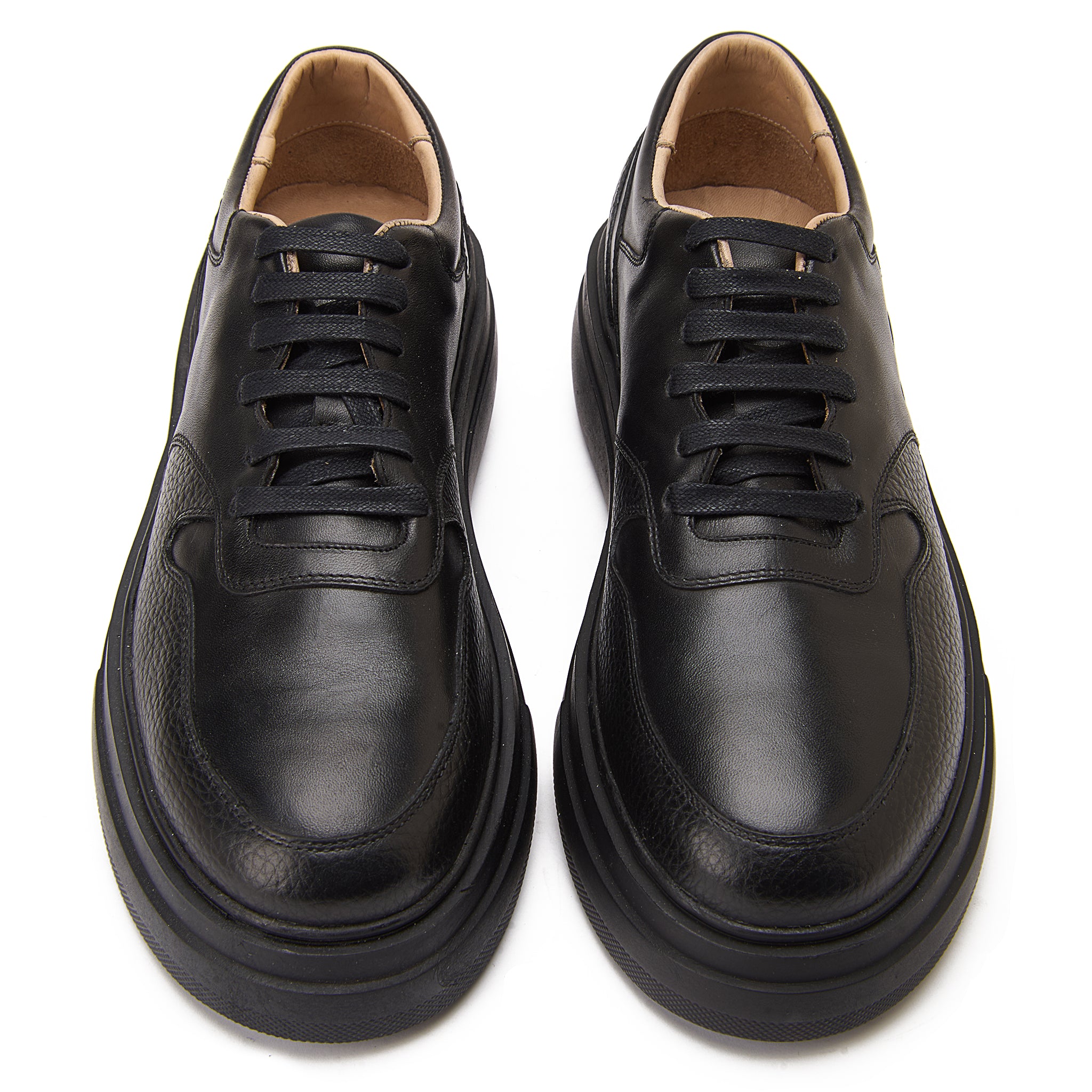 Black Apron Lace-Up Sneakers