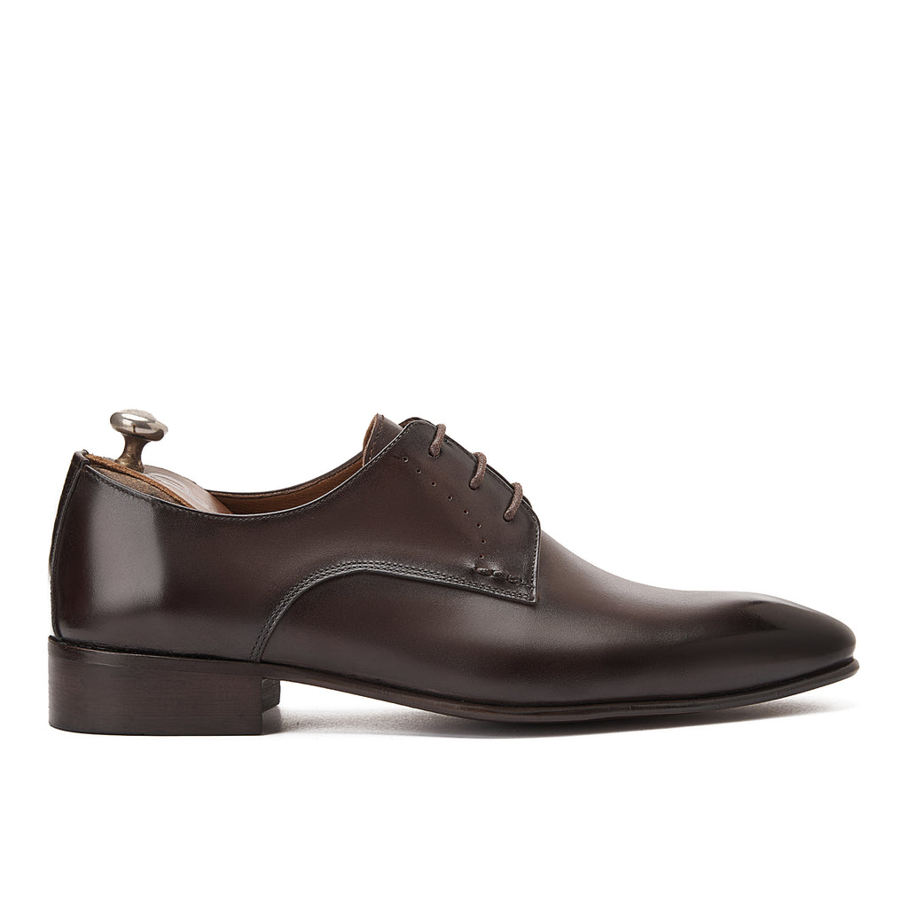 Brown Plain Derby Dress Shoe