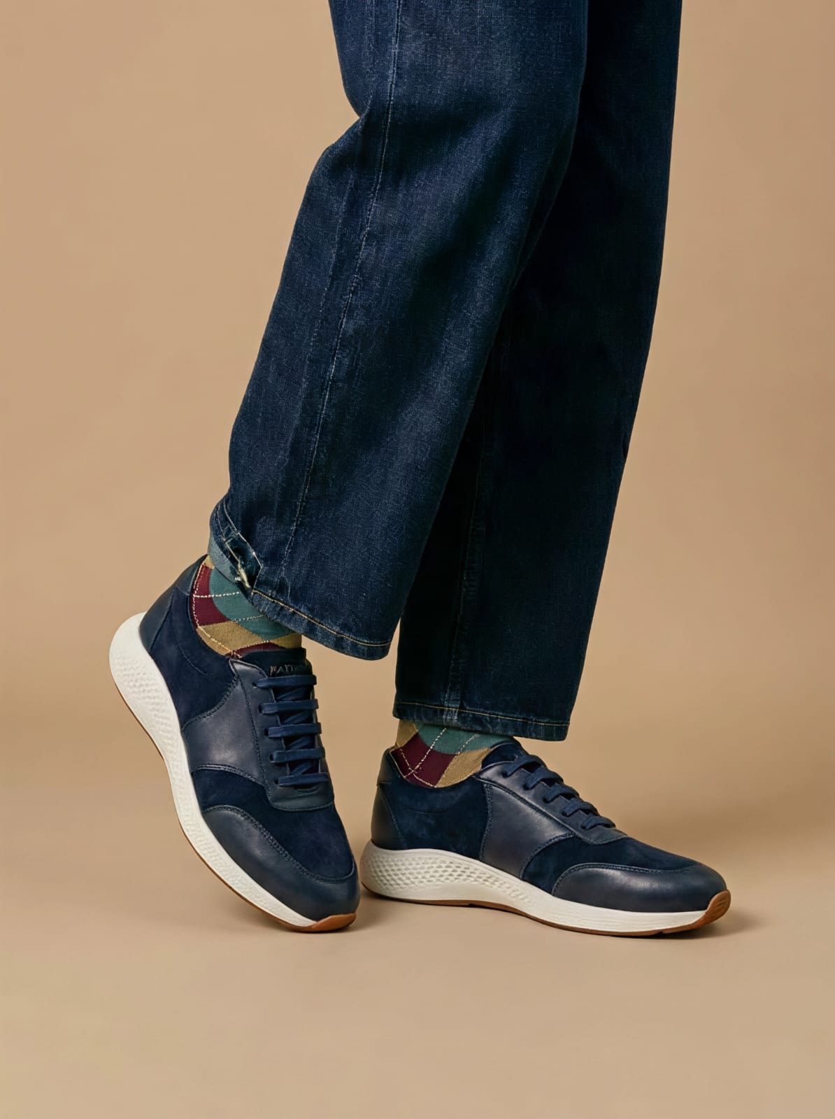 Navy Lace-Up Sneakers