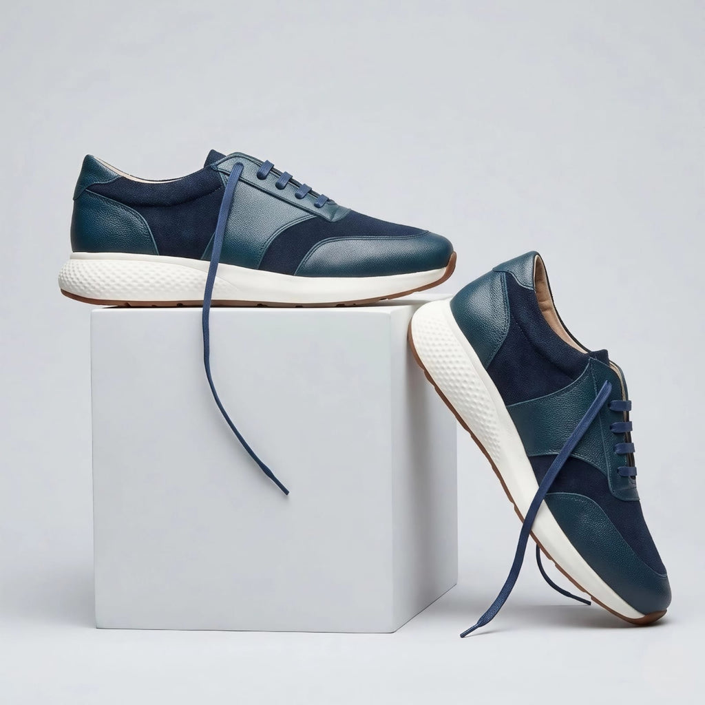Navy Lace-Up Sneakers