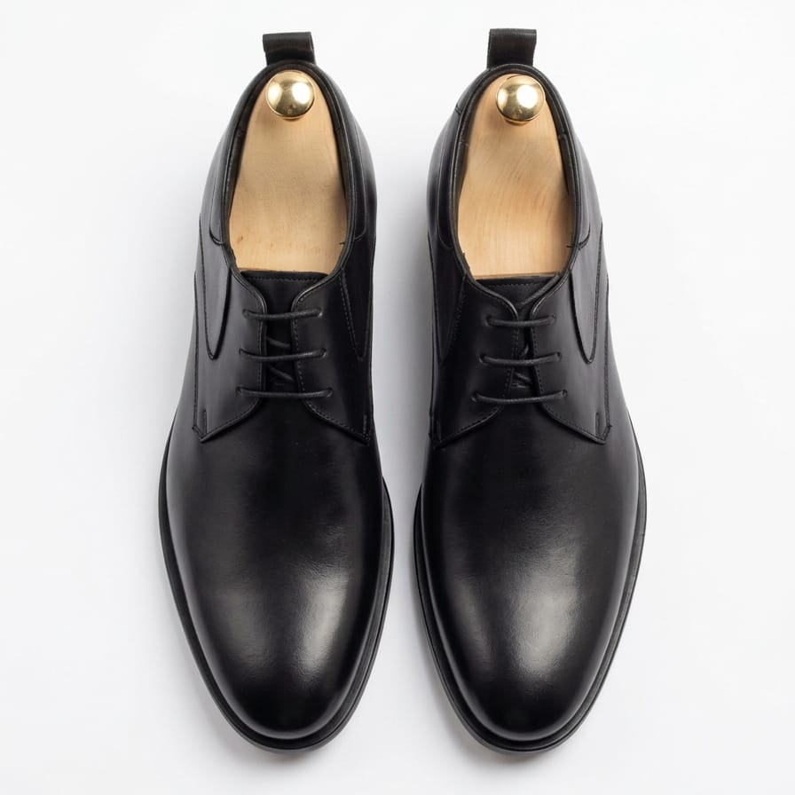 Black Plain Toe Derby Dress Shoe