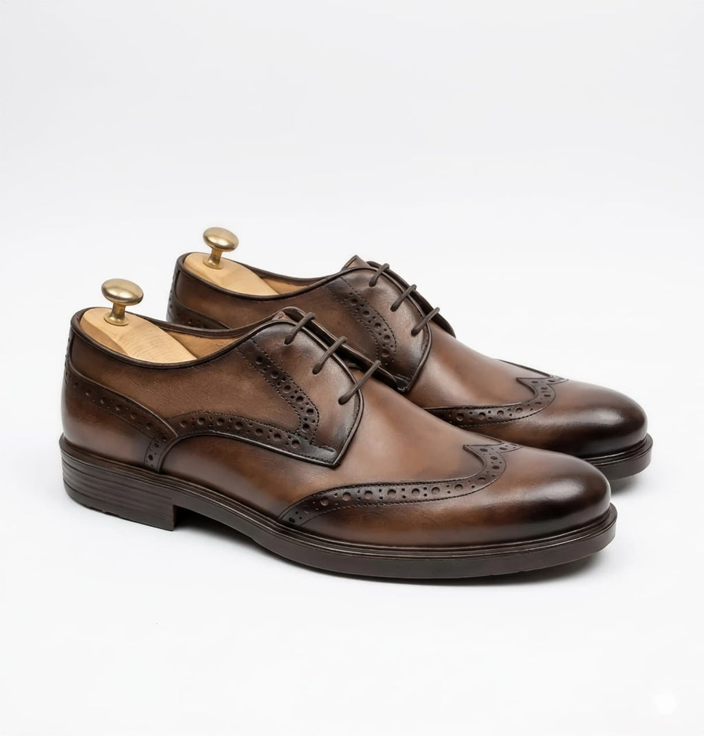 Brown Hand Burnished Full Brogue Dress Shoe
