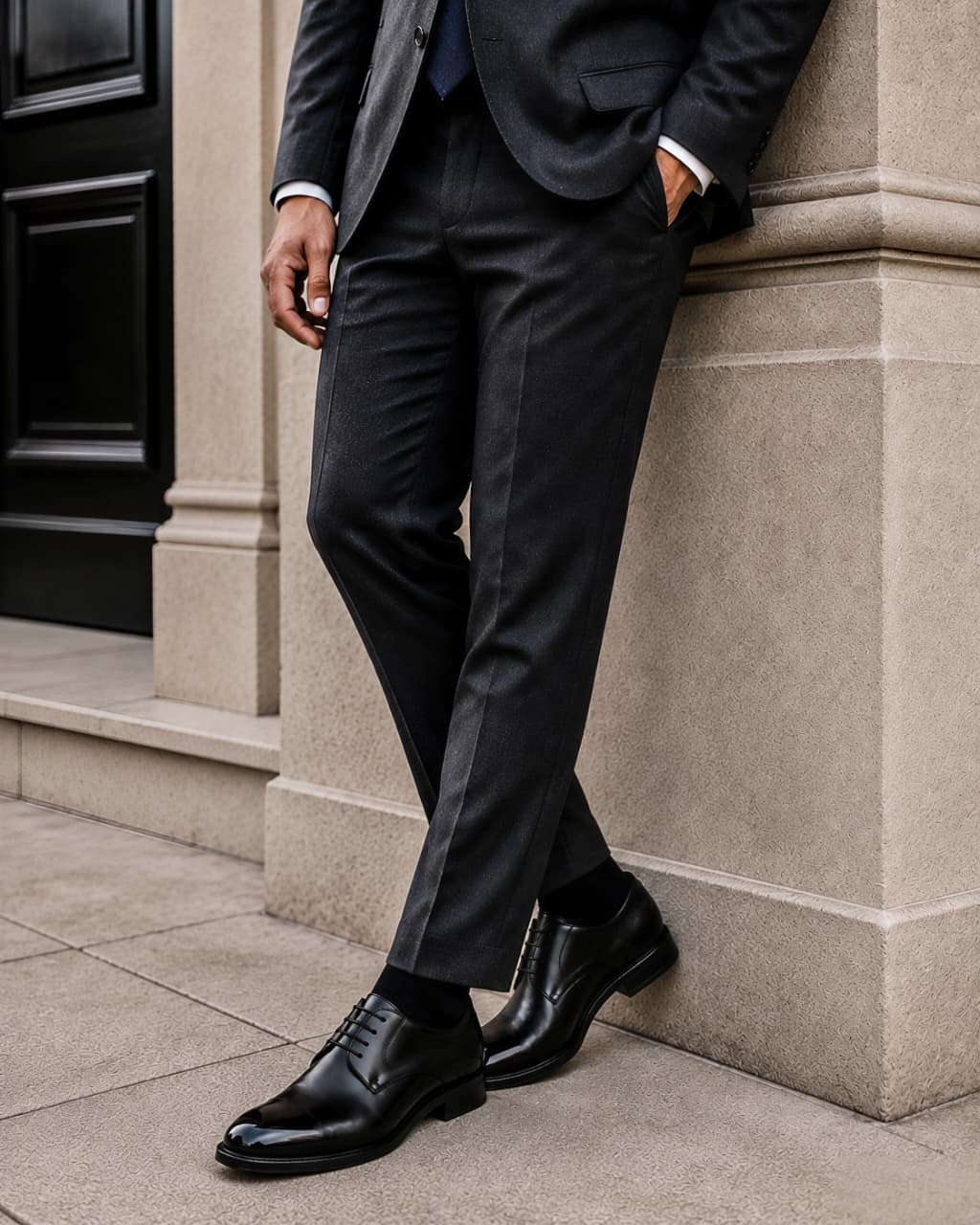 Black Plain Derby Dress Shoe