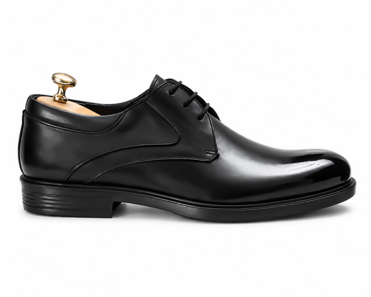 Black Plain Derby Dress Shoe