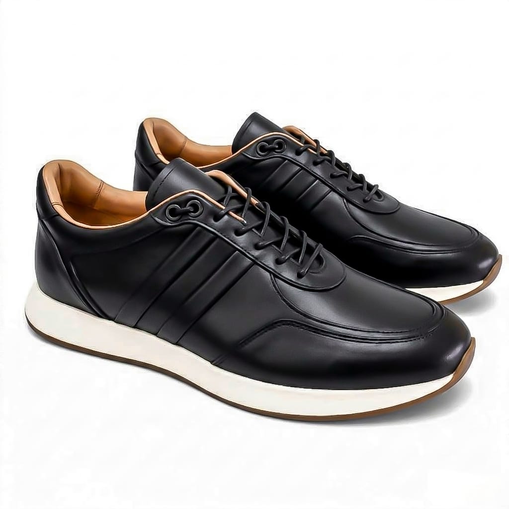 Black Apron Lace-Up Sneakers
