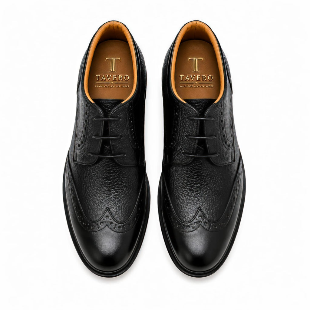Black Full Brogue Comfy Formal Shoe