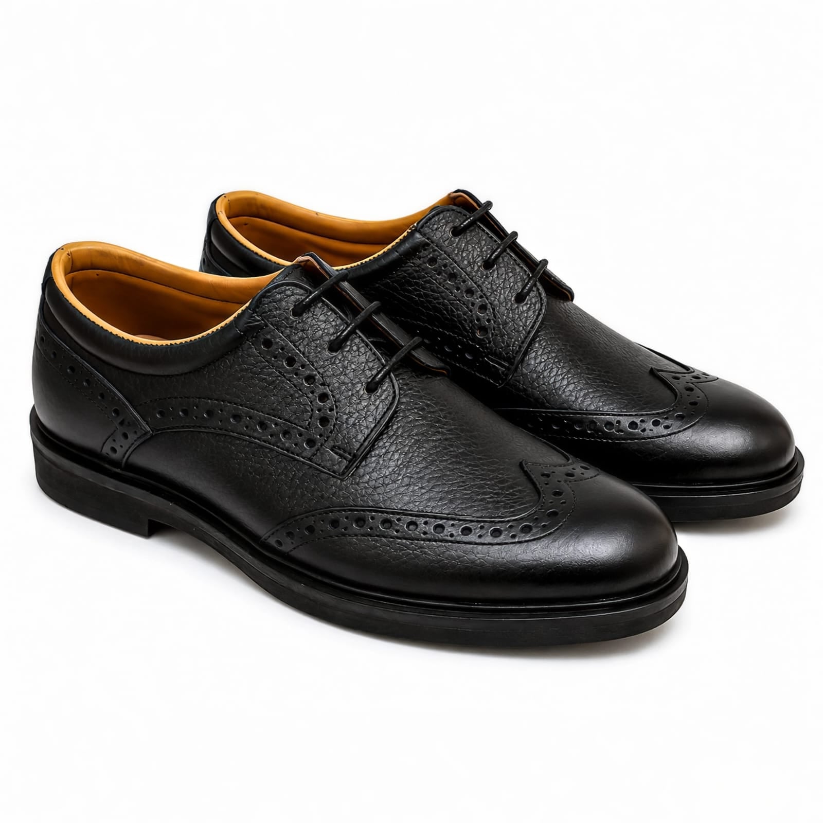 Black Full Brogue Comfy Formal Shoe