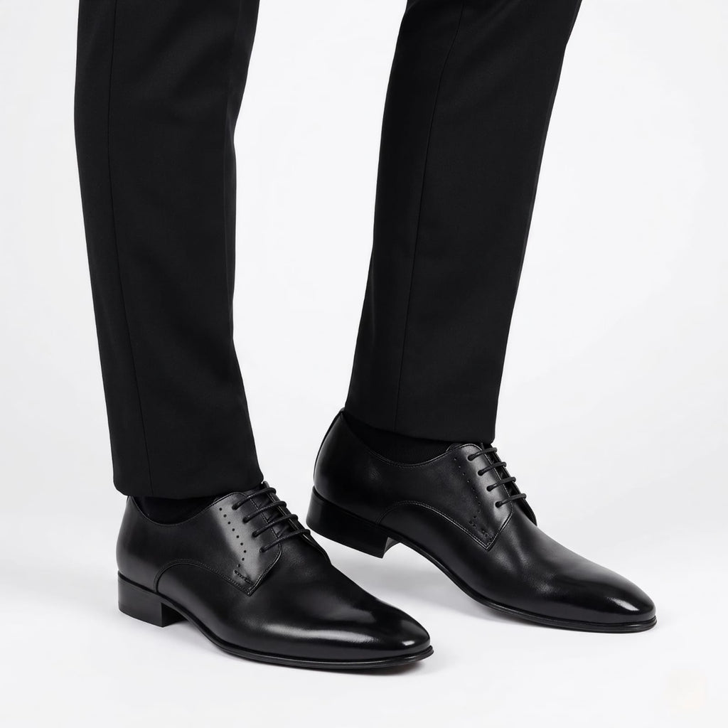 Black Plain Derby Dress Shoe