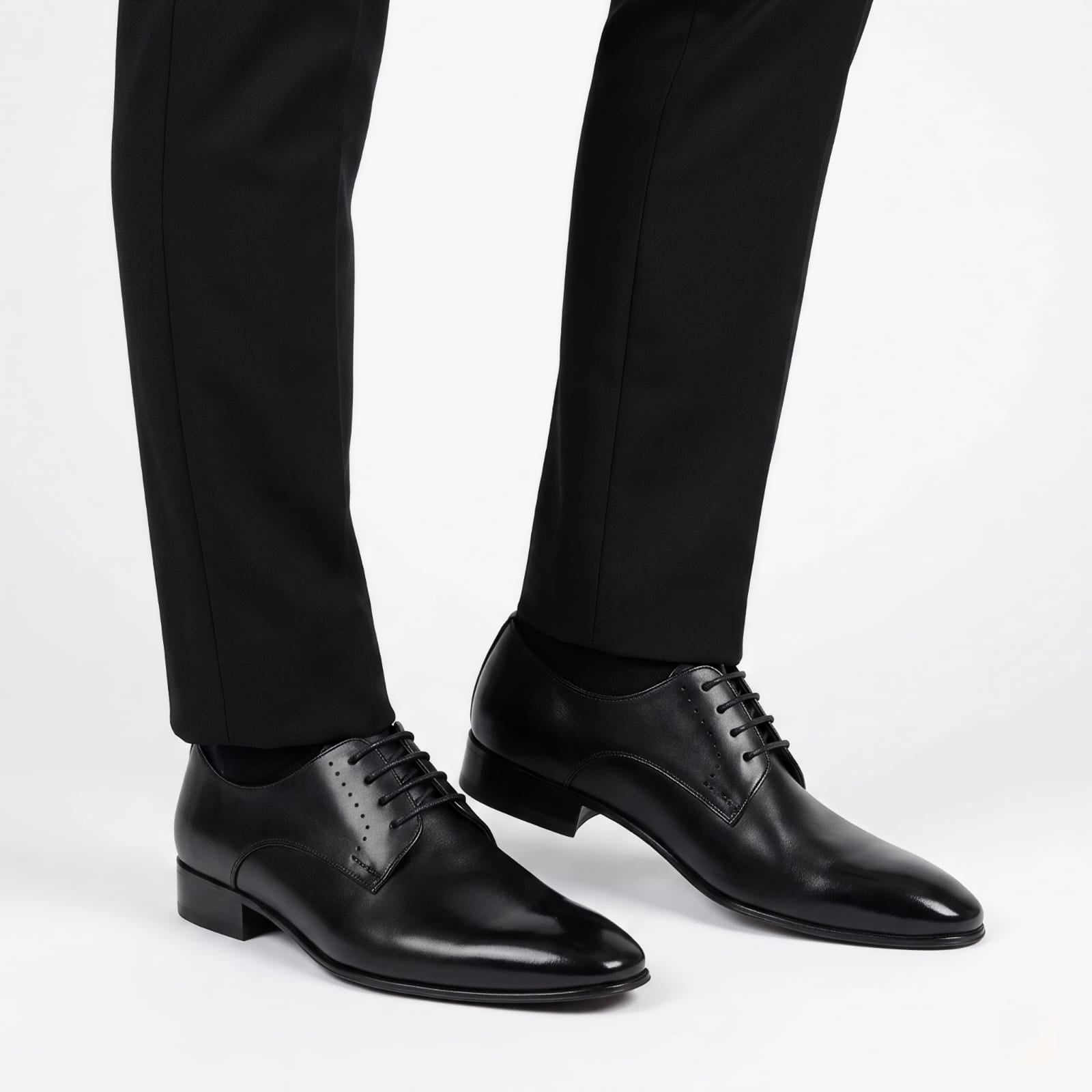 Black Plain Derby Dress Shoe