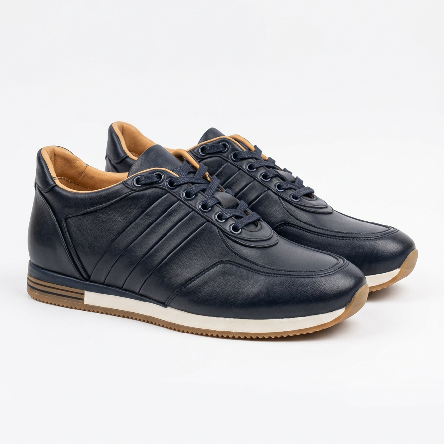 Navy Lace-Up Sneakers
