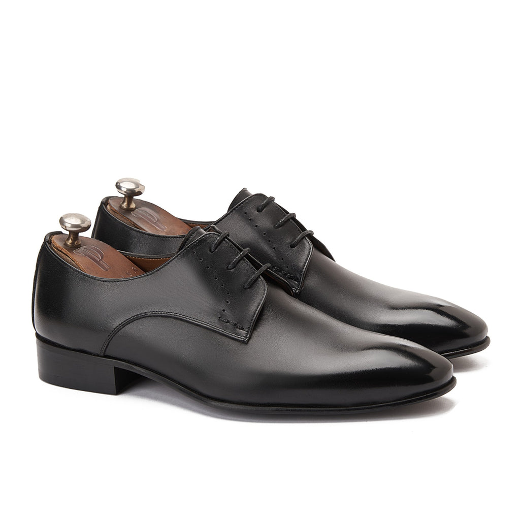 Black Plain Derby Dress Shoe